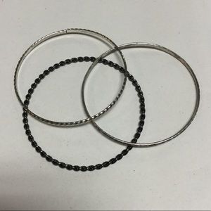 Set of 3 Silver Bangle Bracelets * NWOT